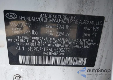 2020 Hyundai Elantra Se from USA, damaged, VIN 5NPD74LF6LH500837